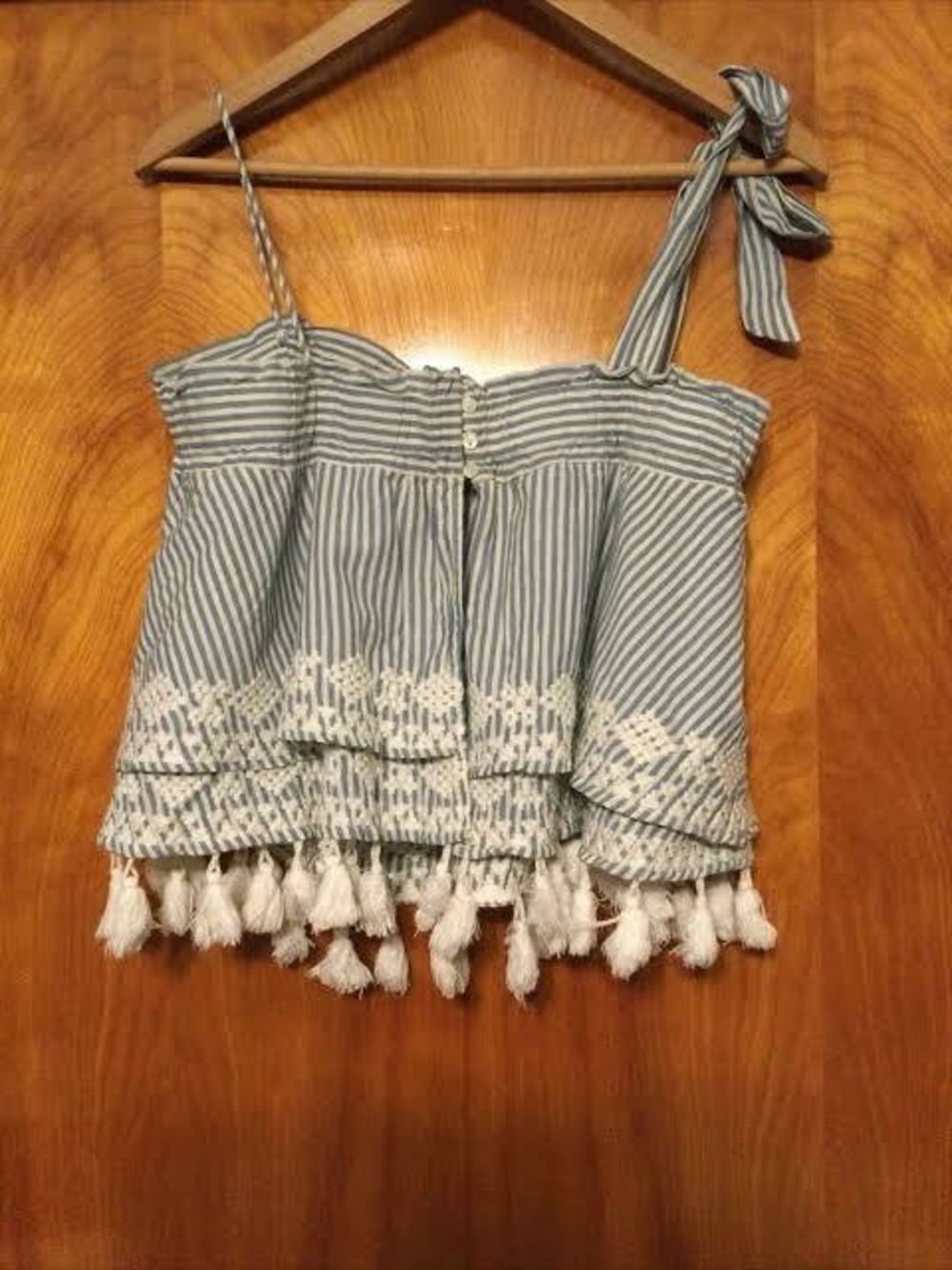 Free People blue and white striped boho striped top NWT M